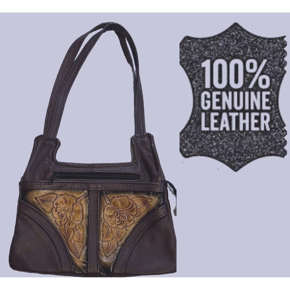 Mexican Hand Tooled Genuine Leather Purse Satchel Westernβ Boho Shoulder Handbag